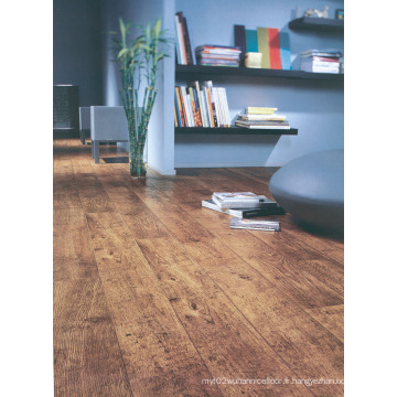 Le plancher commercial de stratifié de chêne de texture de Woodgrain de la texture 12.3mm E1 HDF AC4 a ciré